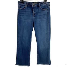 Liverpool LA Los Angeles Crop Flare Fray Hem Jeans Women Sz 14/32